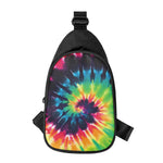 Black And Rainbow Tie Dye Print Chest Bag