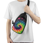 Black And Rainbow Tie Dye Print Chest Bag