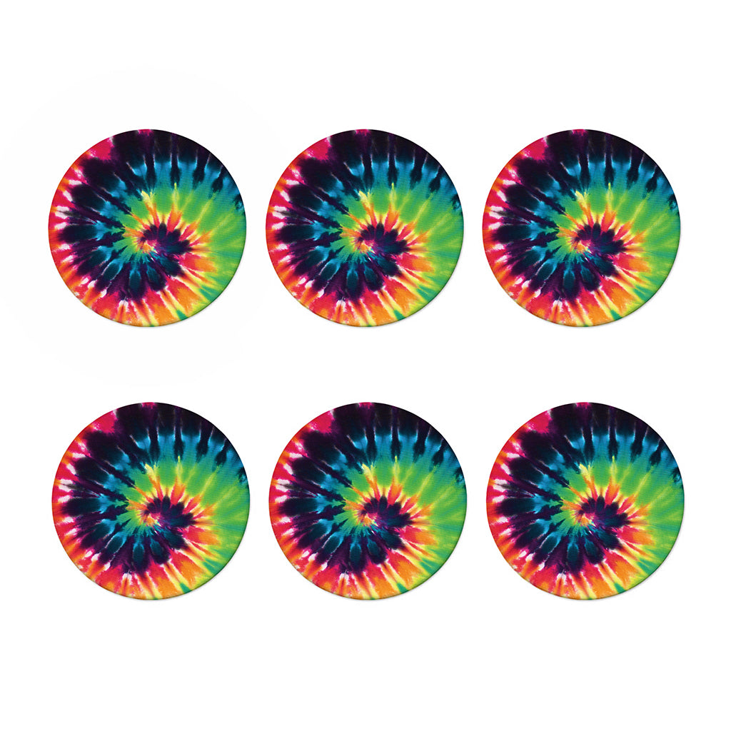 Black And Rainbow Tie Dye Print Coaster Set