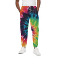 Black And Rainbow Tie Dye Print Cotton Sweatpants