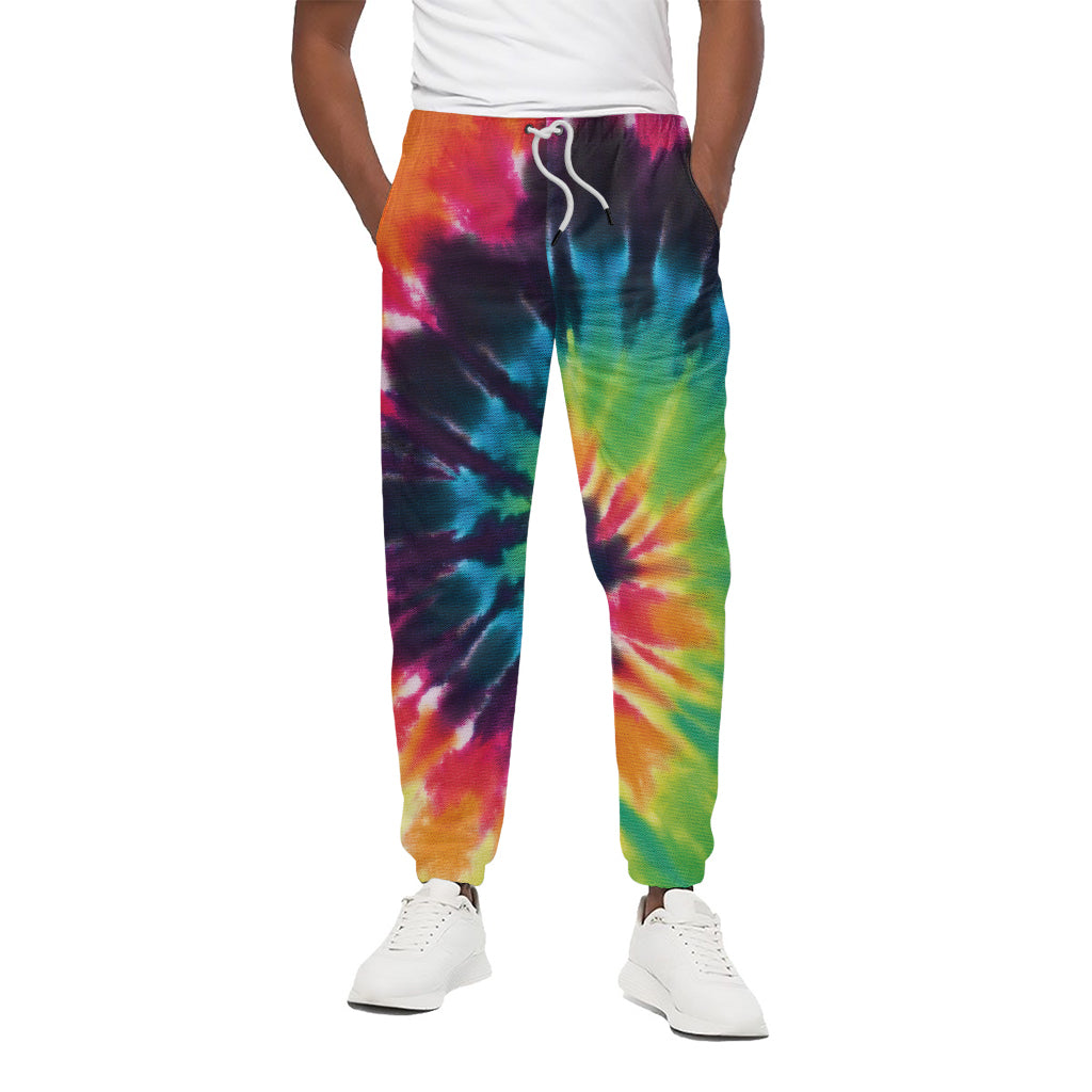 Black And Rainbow Tie Dye Print Cotton Pants