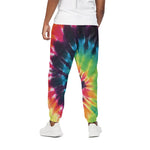 Black And Rainbow Tie Dye Print Cotton Pants