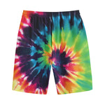 Black And Rainbow Tie Dye Print Cotton Shorts