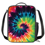 Black And Rainbow Tie Dye Print Crossbody Lunch Bag