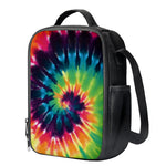 Black And Rainbow Tie Dye Print Crossbody Lunch Bag