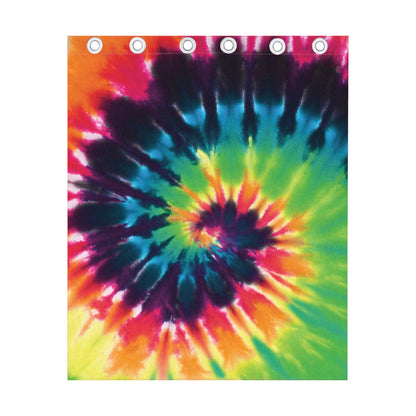 Black And Rainbow Tie Dye Print Curtain