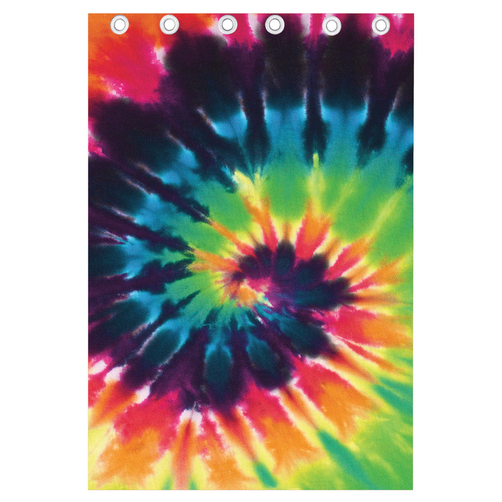 Black And Rainbow Tie Dye Print Curtain