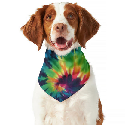 Black And Rainbow Tie Dye Print Dog Bandana