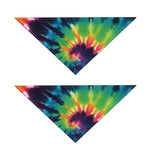 Black And Rainbow Tie Dye Print Dog Bandana