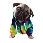 Black And Rainbow Tie Dye Print Dog Zip Up Hoodie