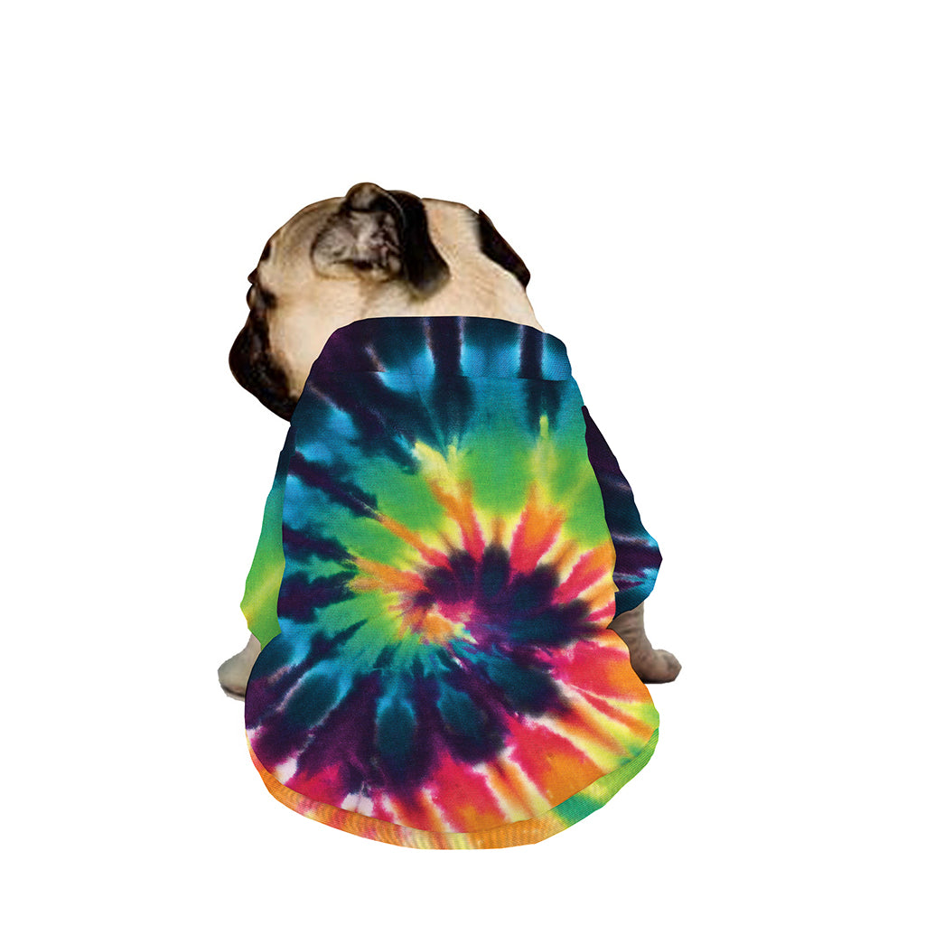 Black And Rainbow Tie Dye Print Dog Zip Up Jacket