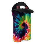 Black And Rainbow Tie Dye Print Double Neoprene Wine Tote