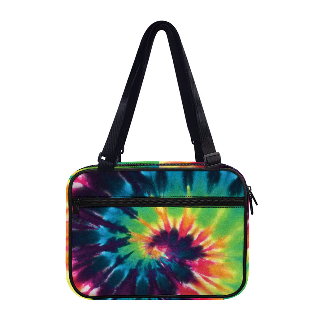 Black And Rainbow Tie Dye Print Double Strap Bible Bag