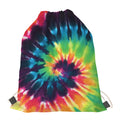 Black And Rainbow Tie Dye Print Drawstring Bag