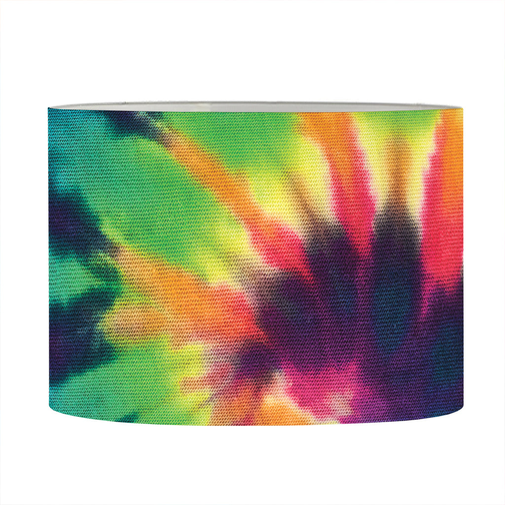 Black And Rainbow Tie Dye Print Drum Lamp Shade