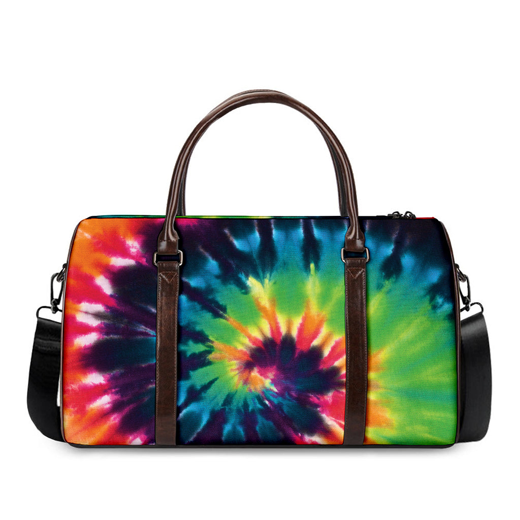 Black And Rainbow Tie Dye Print Duffle Bag