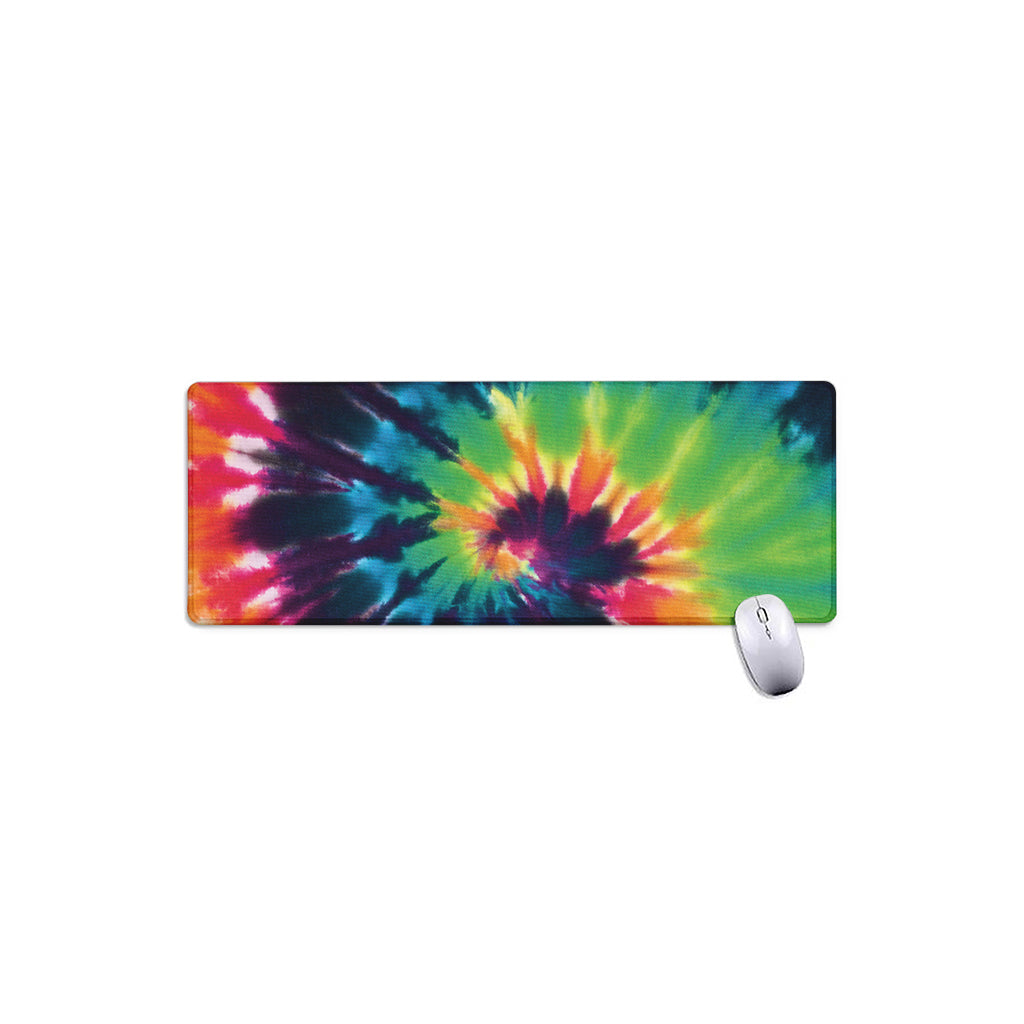 Black And Rainbow Tie Dye Print Extended Mouse Pad