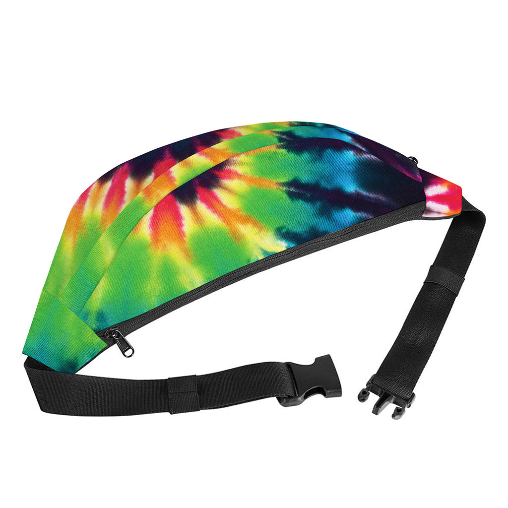 Black And Rainbow Tie Dye Print Fanny Pack