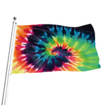 Black And Rainbow Tie Dye Print Flag