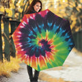 Black And Rainbow Tie Dye Print Foldable Umbrella