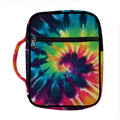 Black And Rainbow Tie Dye Print Front Pocket Bible Bag