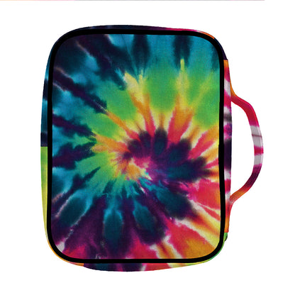 Black And Rainbow Tie Dye Print Front Pocket Bible Bag