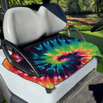 Black And Rainbow Tie Dye Print Golf Cart Seat Cover