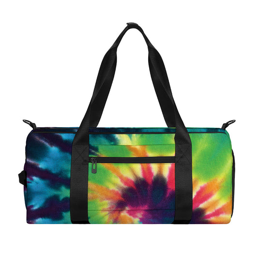 Black And Rainbow Tie Dye Print Gym Bag