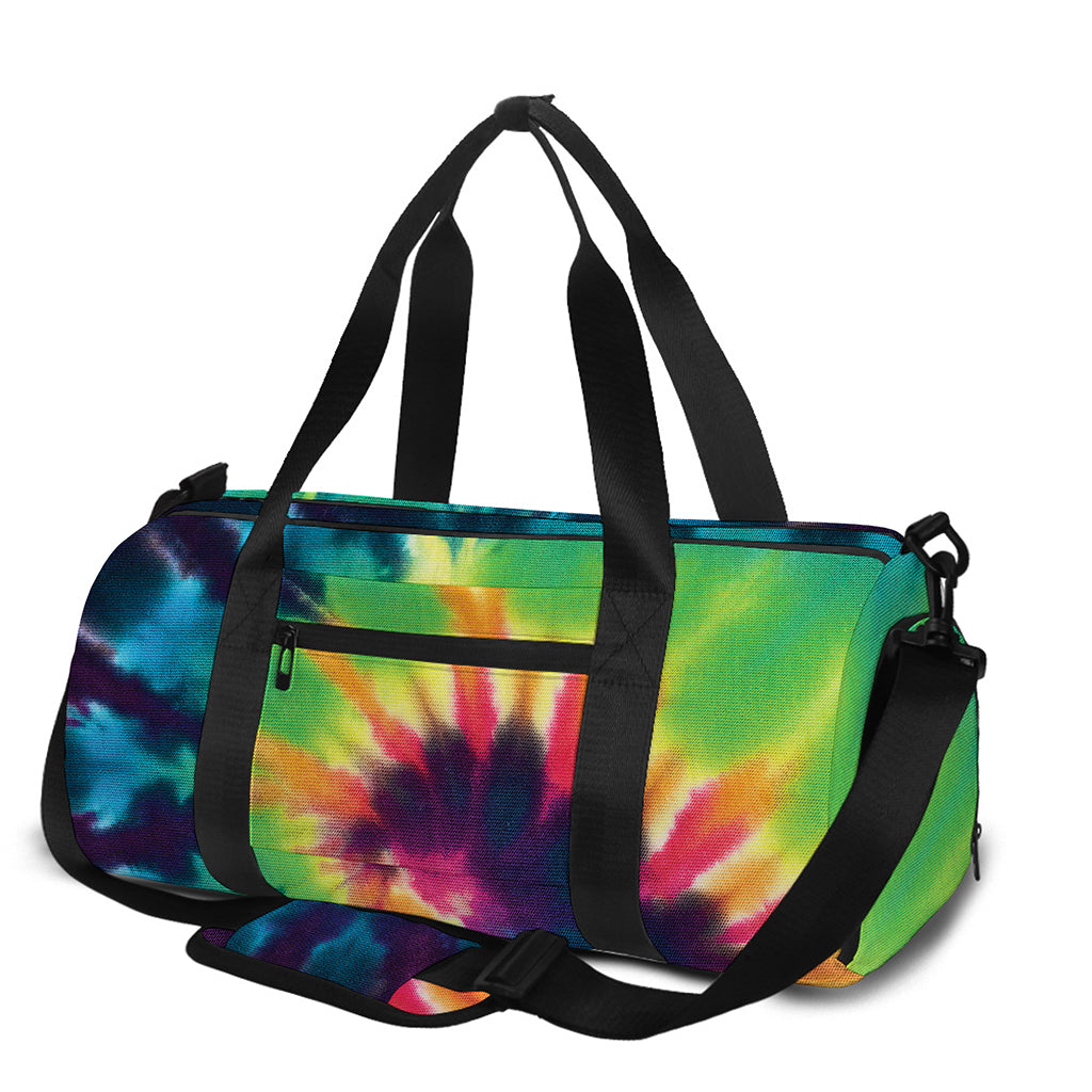 Black And Rainbow Tie Dye Print Gym Bag
