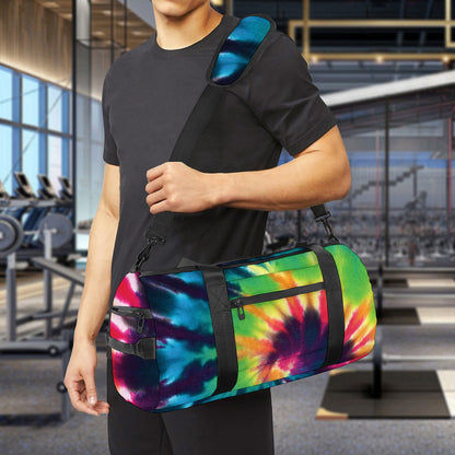 Black And Rainbow Tie Dye Print Gym Bag