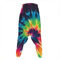 Black And Rainbow Tie Dye Print Hammer Pants
