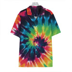 Black And Rainbow Tie Dye Print Hawaiian Shirt