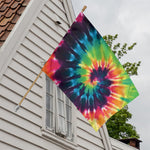 Black And Rainbow Tie Dye Print House Flag