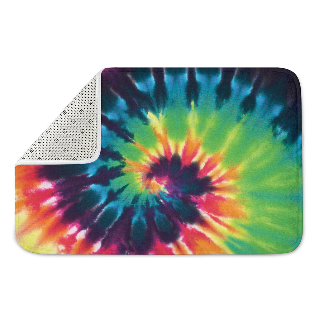 Black And Rainbow Tie Dye Print Indoor Door Mat