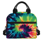 Black And Rainbow Tie Dye Print Insulated Lunch Bag