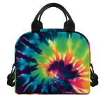 Black And Rainbow Tie Dye Print Insulated Lunch Bag