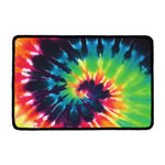 Black And Rainbow Tie Dye Print Kitchen Mat