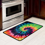 Black And Rainbow Tie Dye Print Kitchen Mat