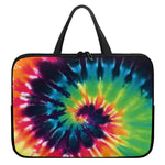 Black And Rainbow Tie Dye Print Laptop Sleeve With Handle