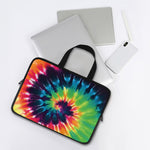 Black And Rainbow Tie Dye Print Laptop Sleeve With Handle
