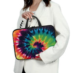 Black And Rainbow Tie Dye Print Laptop Sleeve With Handle