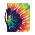 Black And Rainbow Tie Dye Print Leather Bible Cover