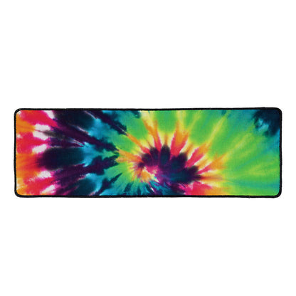 Black And Rainbow Tie Dye Print Long Kitchen Mat