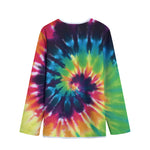 Black And Rainbow Tie Dye Print Long Sleeve Short Coat