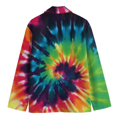 Black And Rainbow Tie Dye Print Men's Blazer