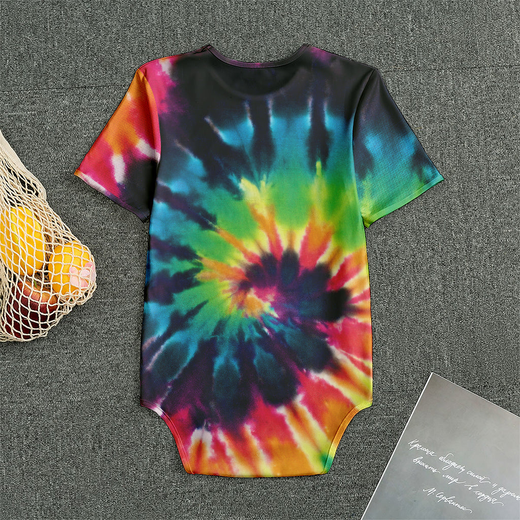 Black And Rainbow Tie Dye Print Men's Bodysuit