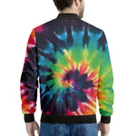 Black And Rainbow Tie Dye Print Men's Bomber Jacket