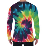Black And Rainbow Tie Dye Print Men's Long Sleeve T-Shirt