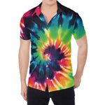 Black And Rainbow Tie Dye Print Men's Shirt