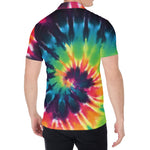 Black And Rainbow Tie Dye Print Men's Shirt